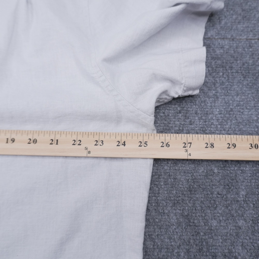 Tailor Vintage Button Down Shirt Mens XL Grey Linen Cotton Short Sleeve Tropical - Picture 8 of 8